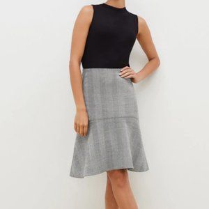M.M. Lafleur The Astor Herringbone Virgin Wool Fitted Flair Grey skirt 4